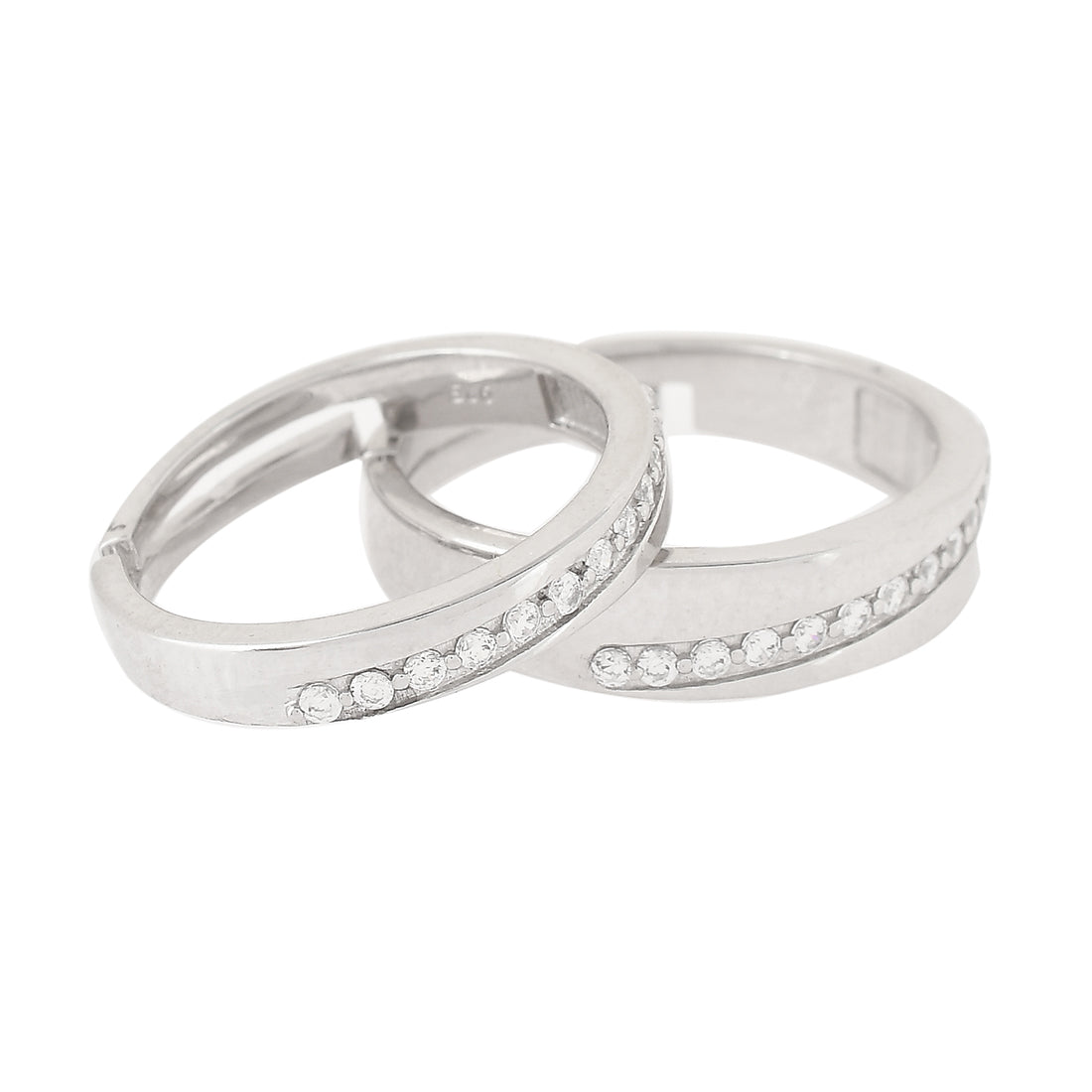 Women's 925 Silver Cz Couple Band Rings - Voylla