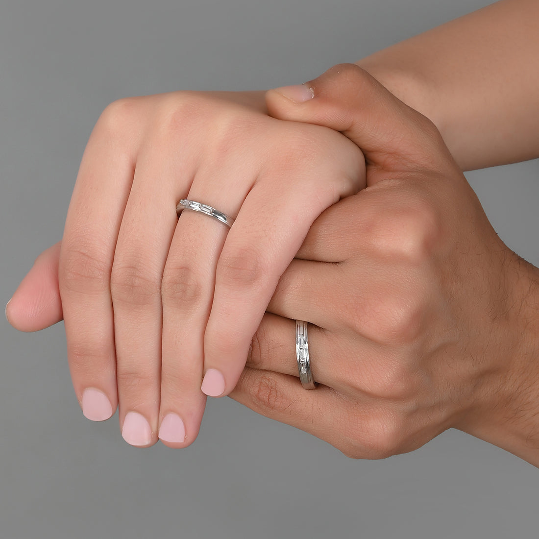 Women's 925 Silver Zirconia Adorned Couple Rings - Voylla