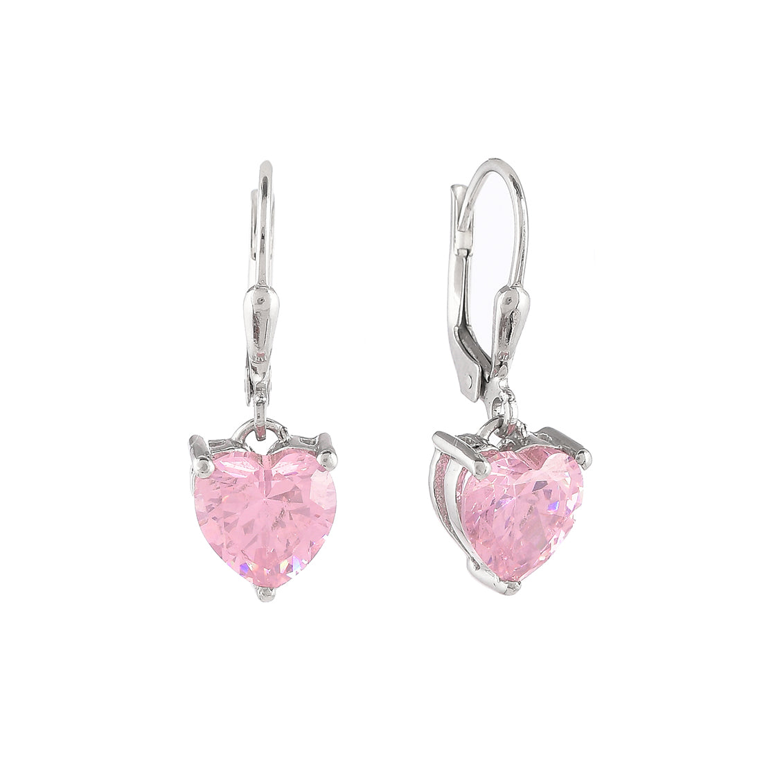 Women's Pink Heart Zircon Huggie Earrings - Voylla