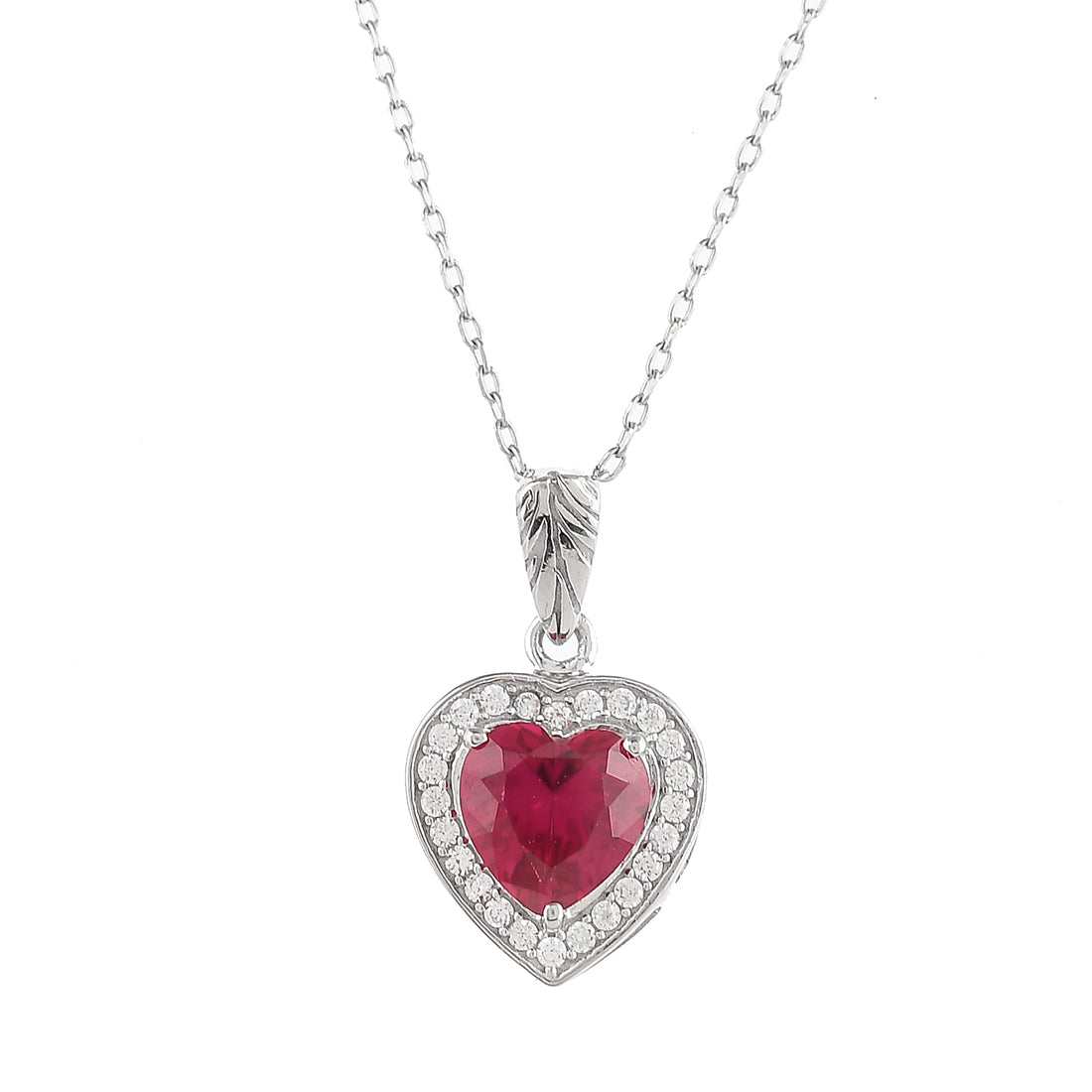 Women's Heart Red And Silver Zirconia Pendant - Voylla