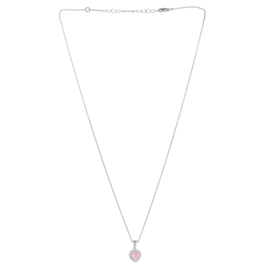 Women's Pink And Silver Zircons Pendant - Voylla