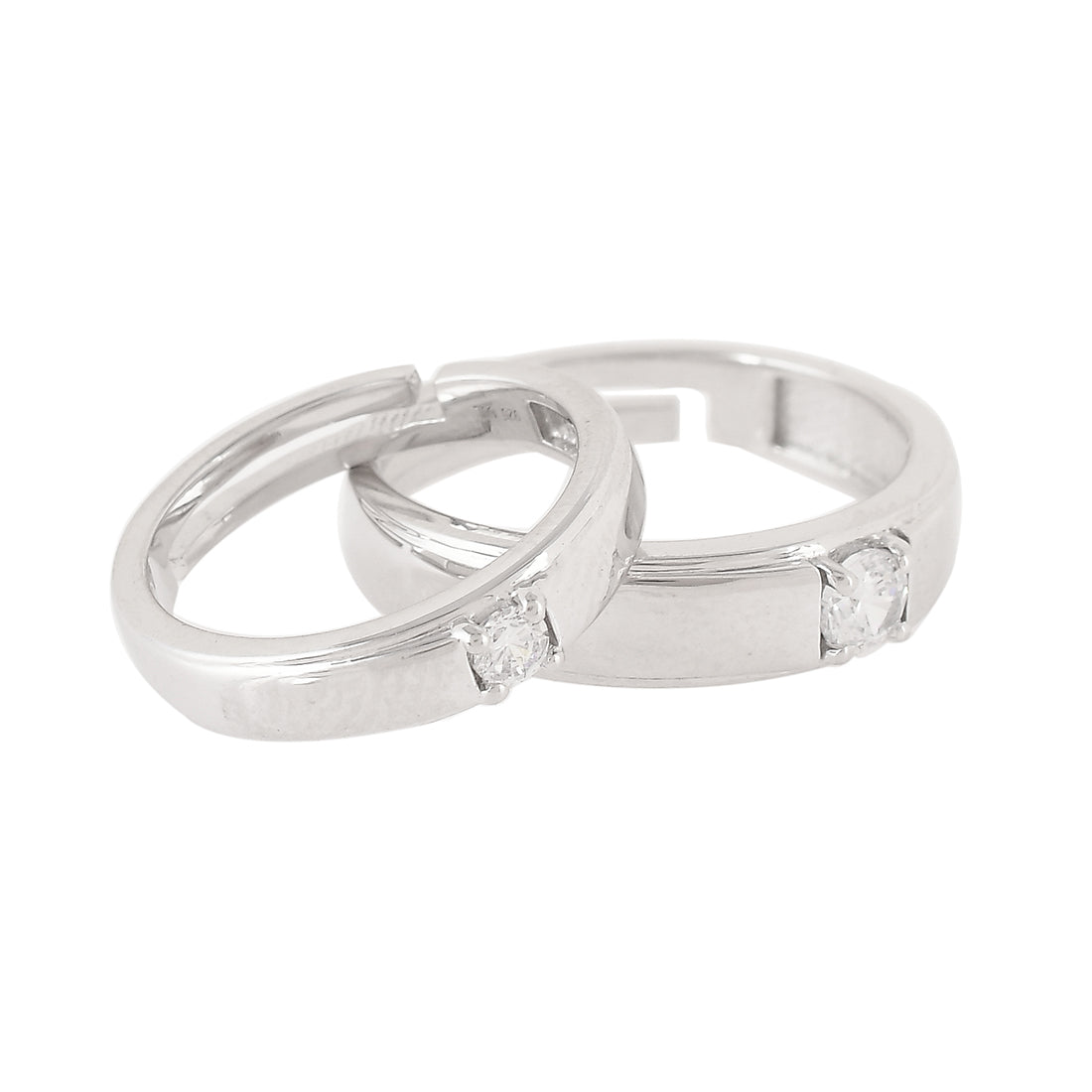Women's Sterling Silver Cz Couple Band Rings - Voylla