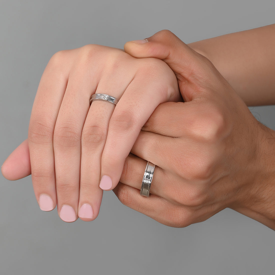 Women's Cz Sterling Silver Couple Rings - Voylla