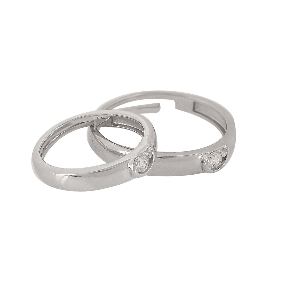 Women's Cz Sterling Silver Couple Rings - Voylla