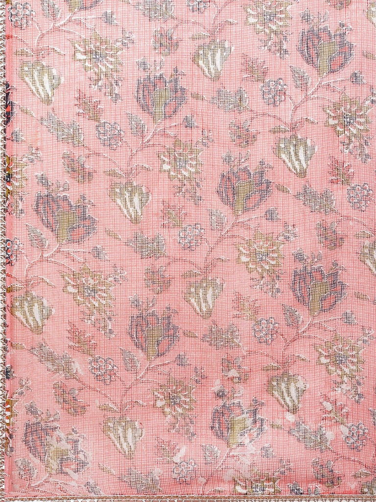 Women's Green Floral Printed Kurta Pant Set With Dupatta