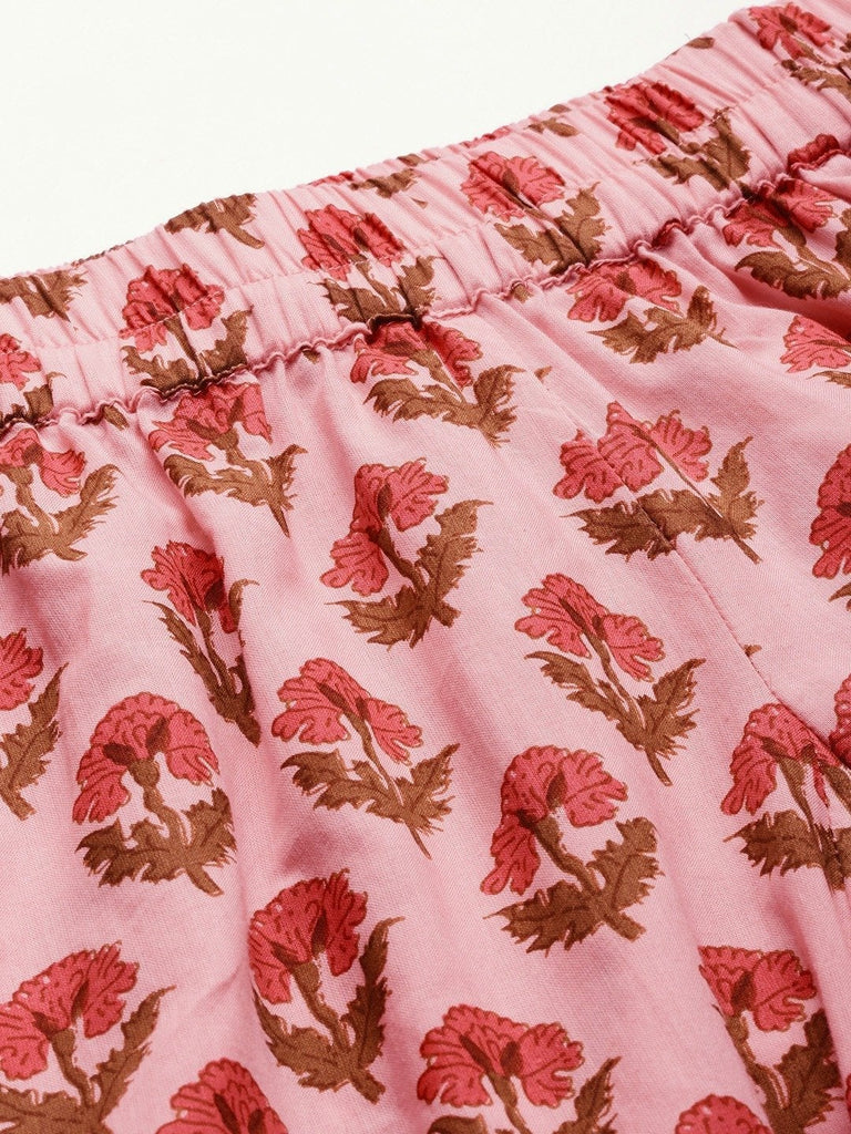 Women's Pink Cotton Loungewear /Nightwear Set