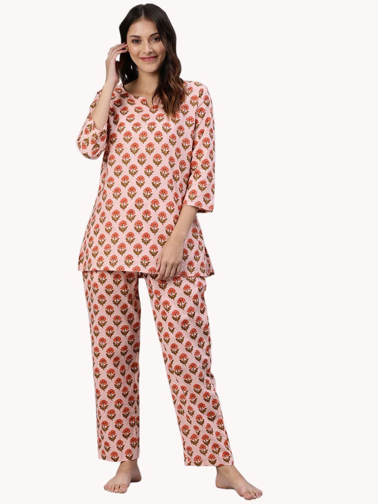 Women's Pink Cotton Loungewear /Nightwear Set