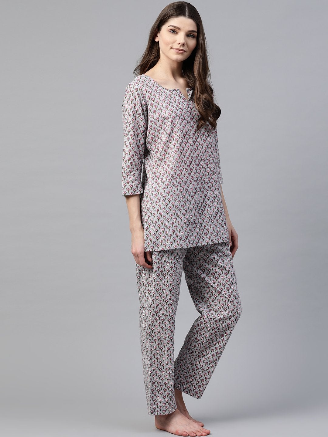 Women's Grey Printed Loungewear/Nightwear - Noz2Toz