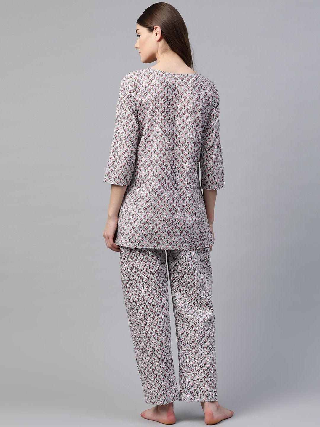 Women's Grey Printed Loungewear/Nightwear - Noz2Toz