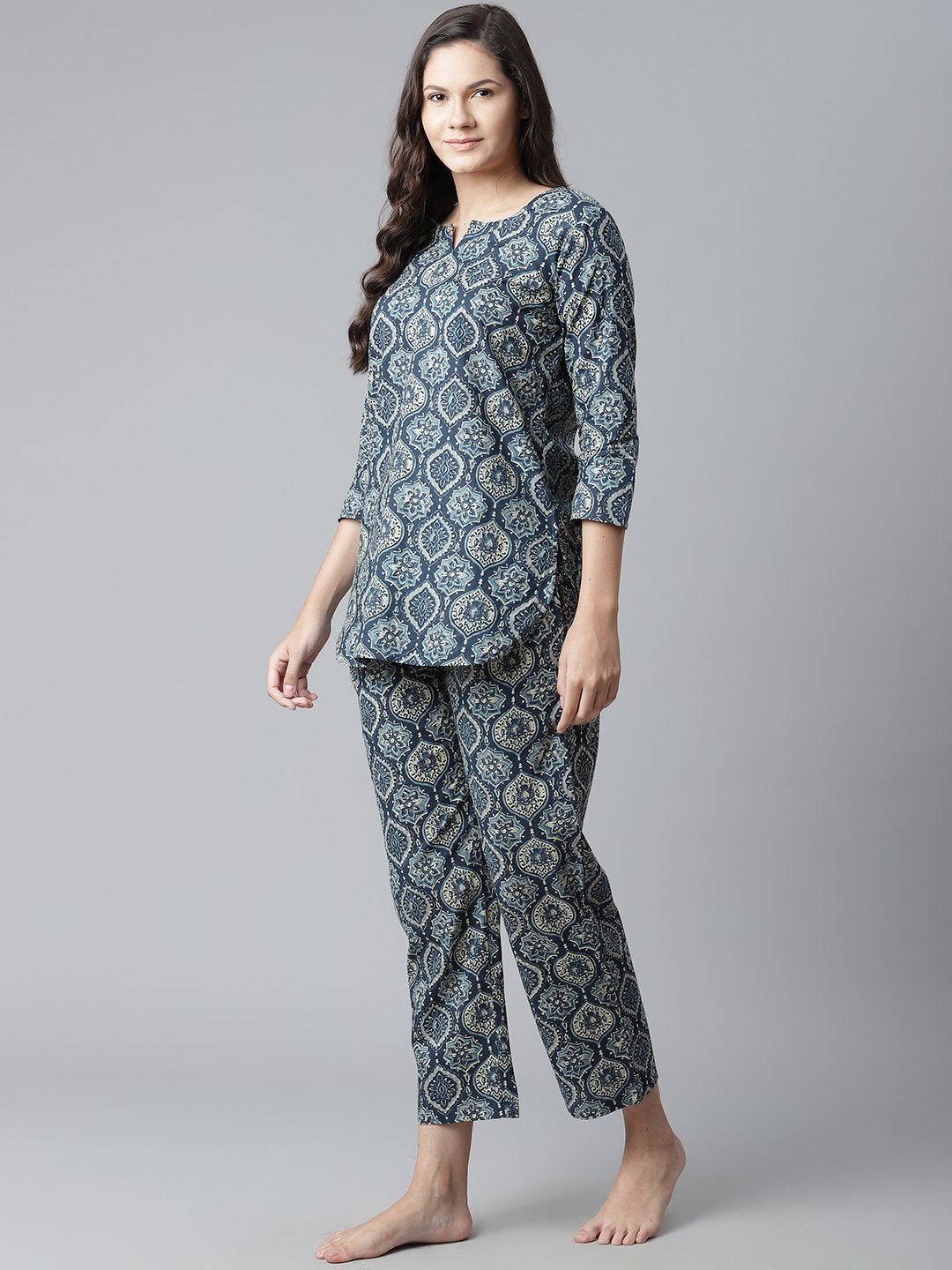 Women's Indigo Cotton Nightwear/Loungewear - Divena
