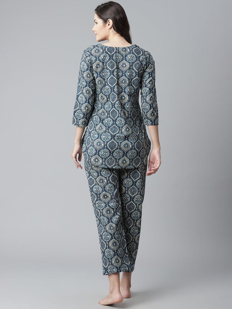 Women's Indigo Cotton Nightwear/Loungewear