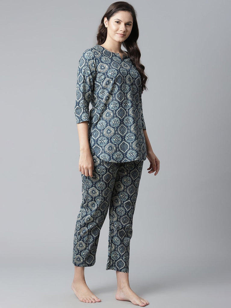 Women's Indigo Cotton Nightwear/Loungewear