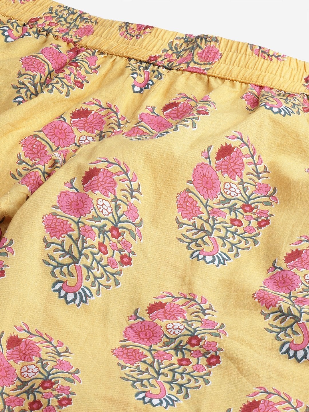Women's The Dressify Yellow Flower Cotton Motif Nightwear - Divena