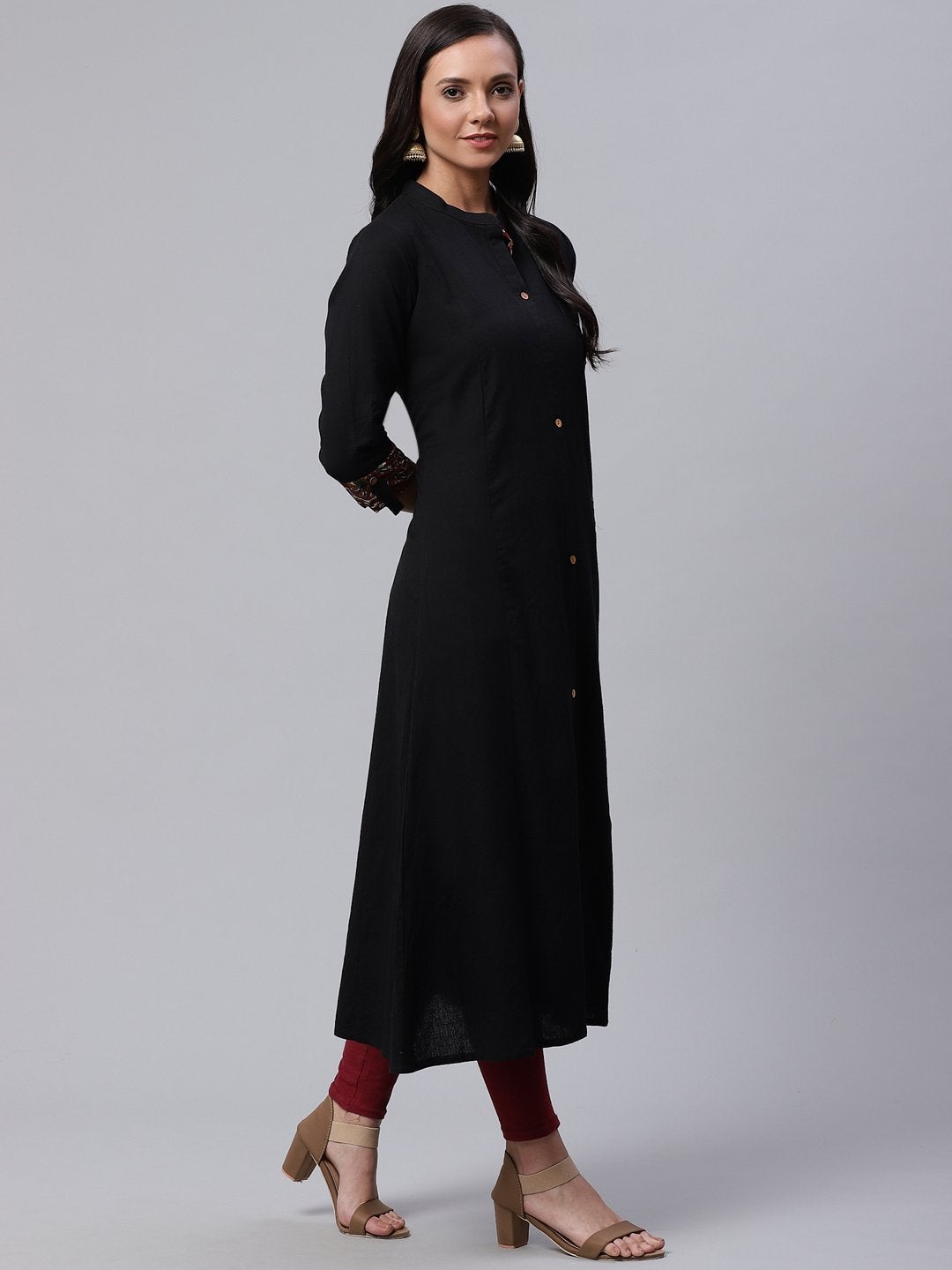 Women's Sequin Work Black Kurta  - Wahenoor