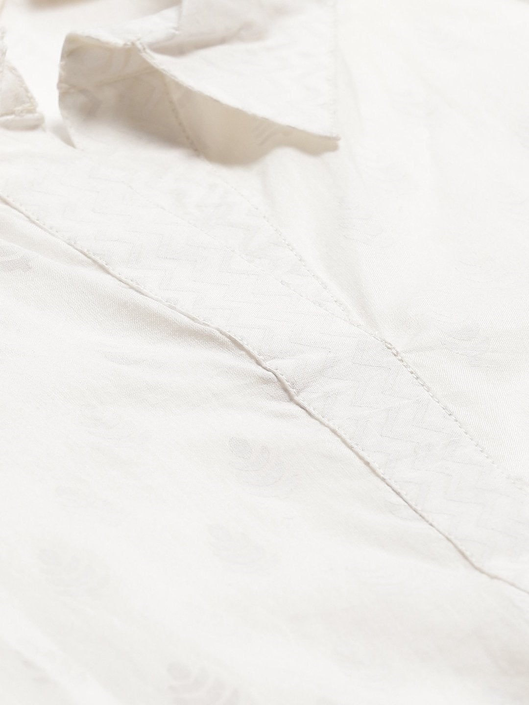 Women's White Printed Cotton Kurti With Palazzo  - Wahenoor