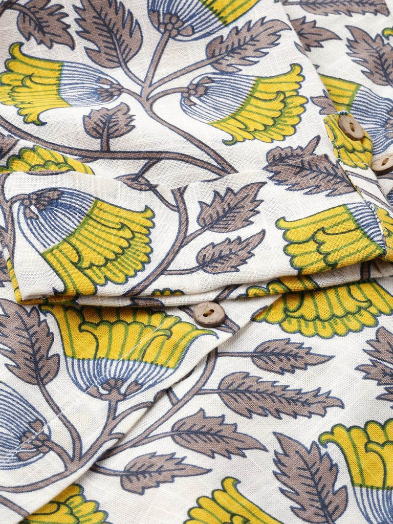 Women's White Printed Cotton Kurta