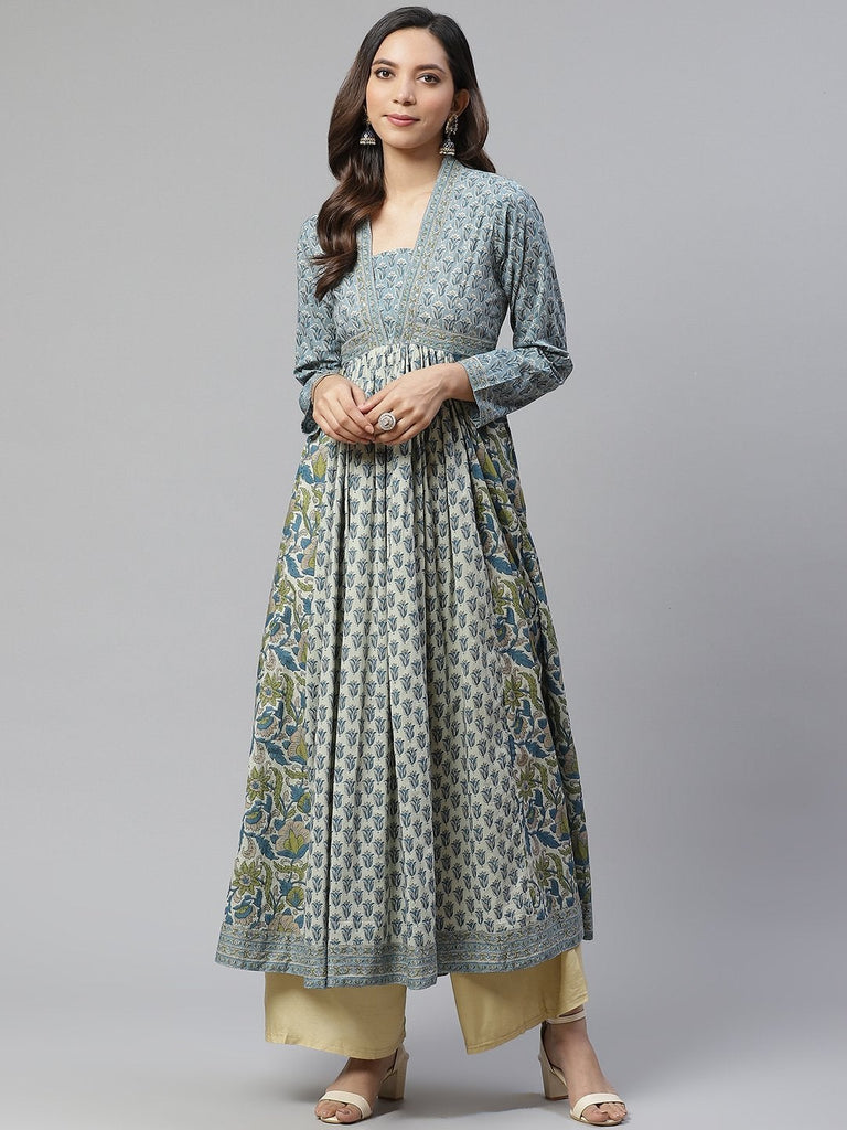 Women's Block Print Mulmul Kurta