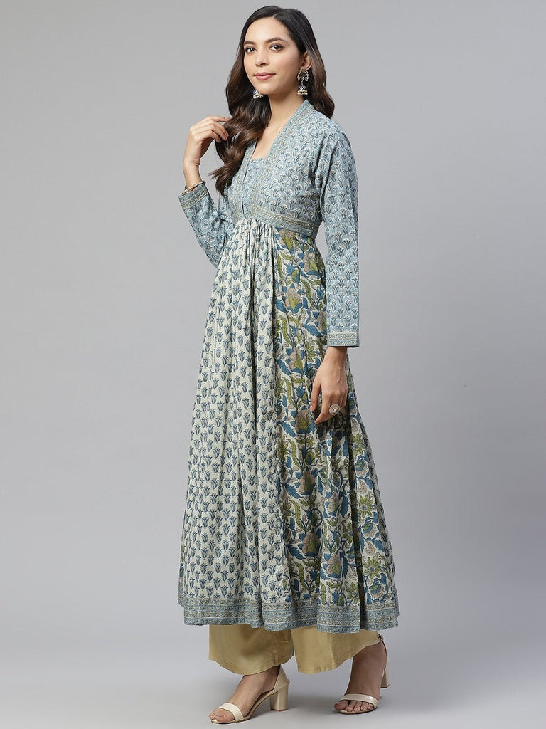 Women's Block Print Mulmul Kurta