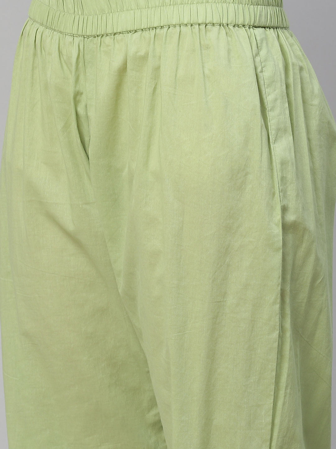 Women's Green Cotton Kurta Pant Set - Wahenoor