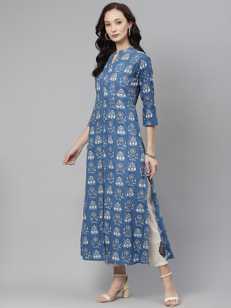 Women's Blue Cotton Shrug Style Kurta
