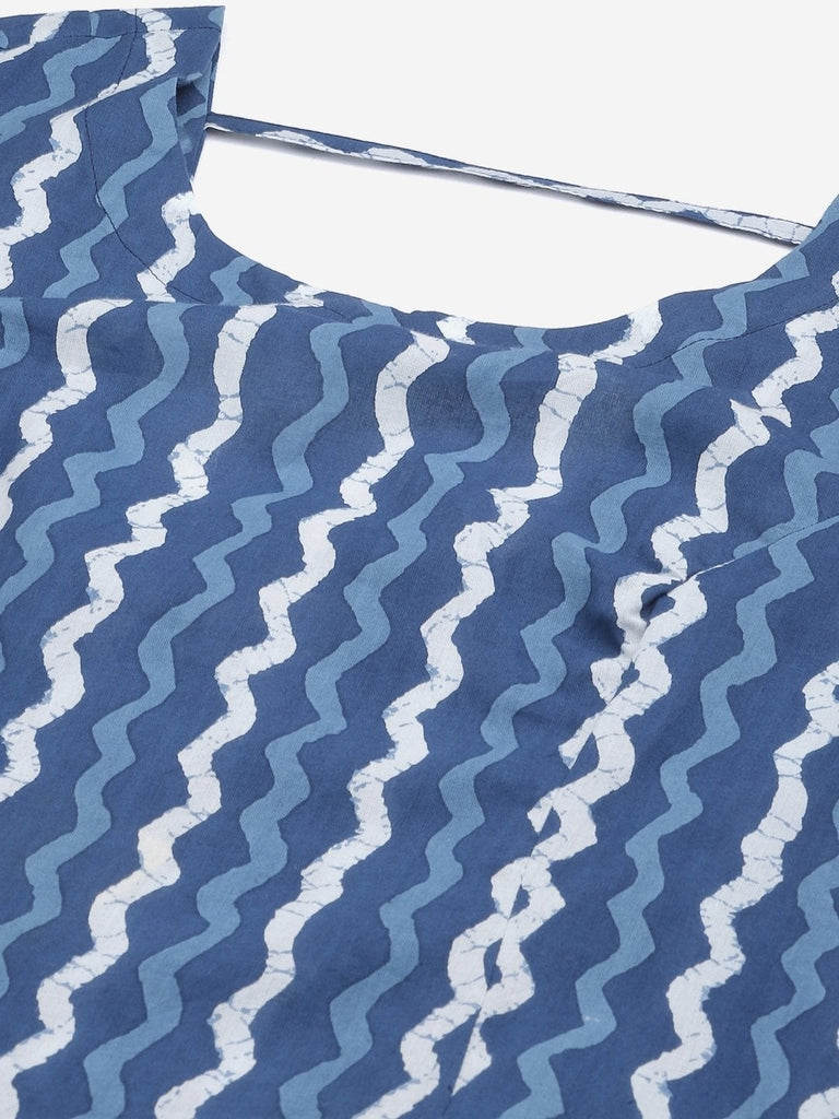 Women's Blue Cotton Long Dress