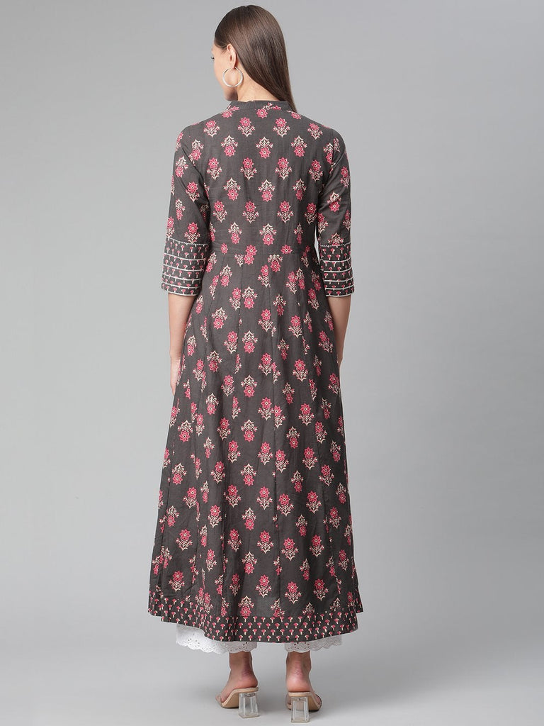 Women's Brownish Black Anarkali Kurta