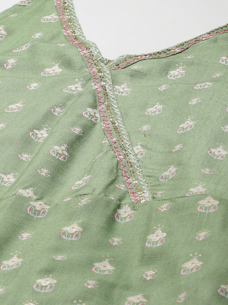 Women's Green Angrakha Shoulder Strips Jumpsui