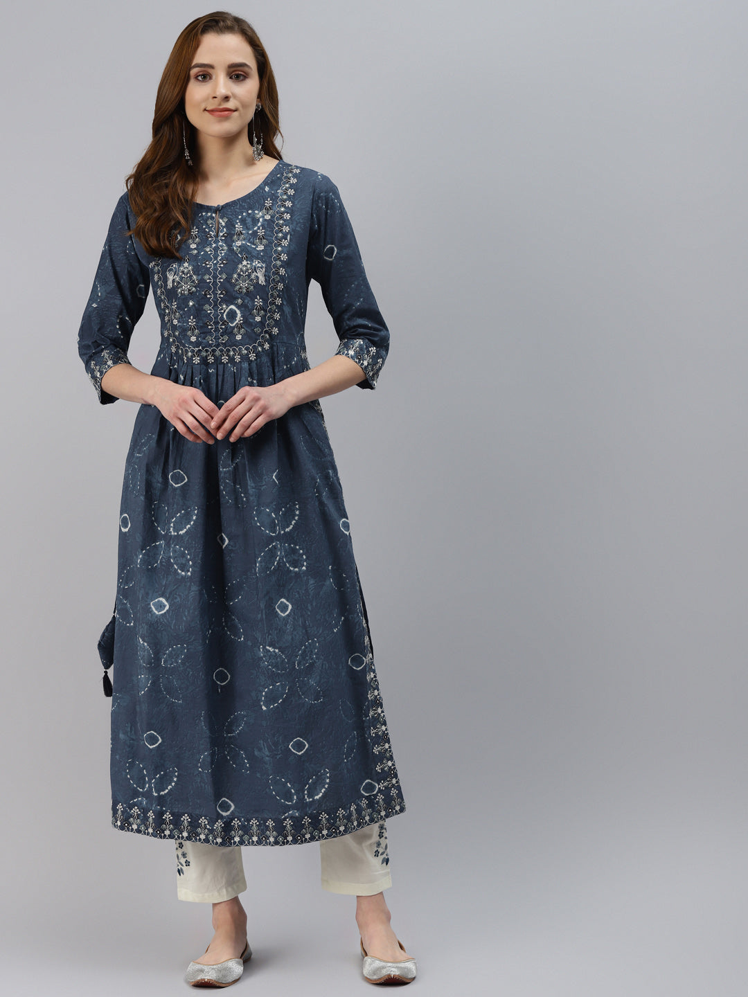 Women's Blue Cotton Kurta Pant Se