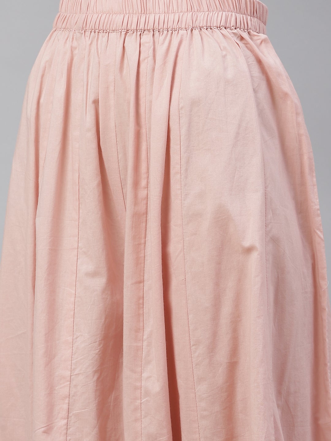 Women's Light Pink Cotton Straight Kurta Palazzo Set With Dupatta - Wahenoor