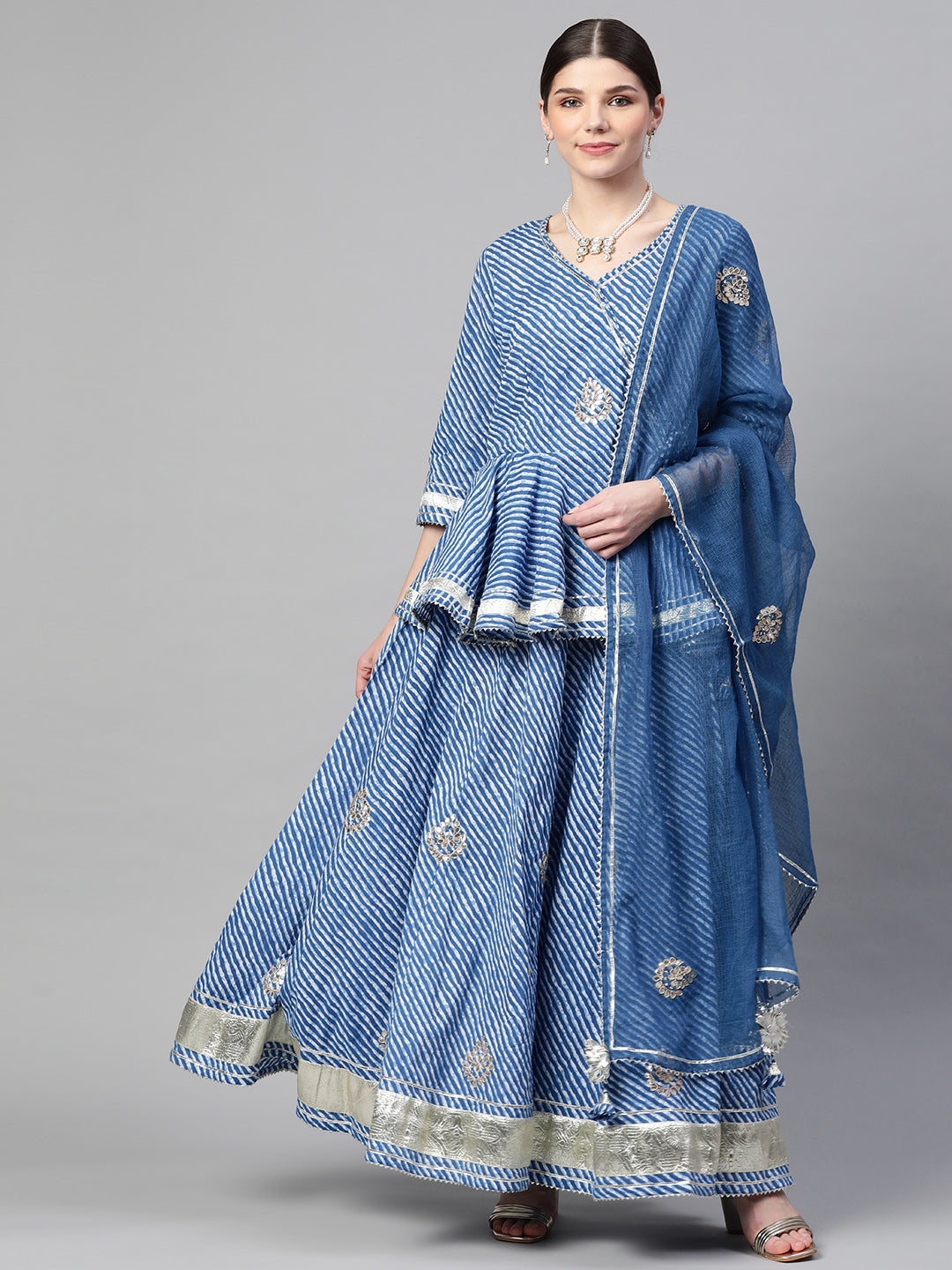 Women's Blue Lehriya Lehenga Dupatta Se