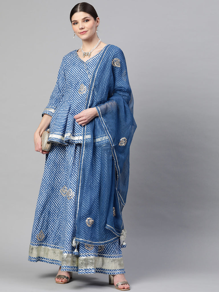 Women's Blue Lehriya Lehenga Dupatta Se