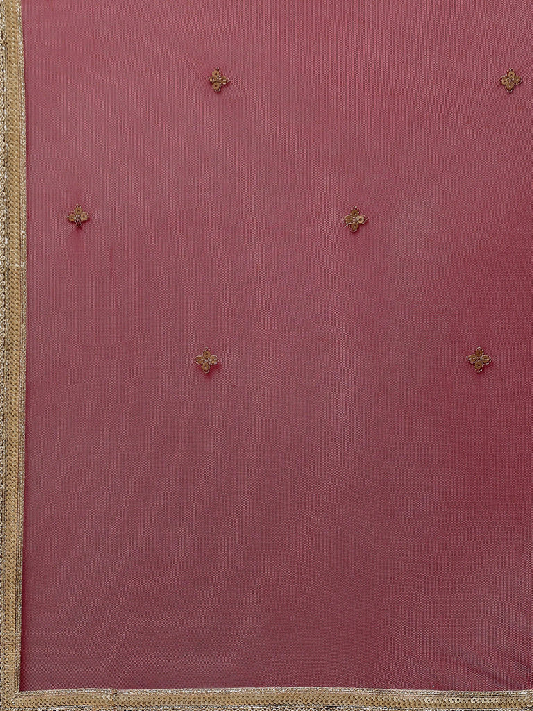 Women's Maroon Velvet Hand Work Kurta Pant With Net Dupatta Set