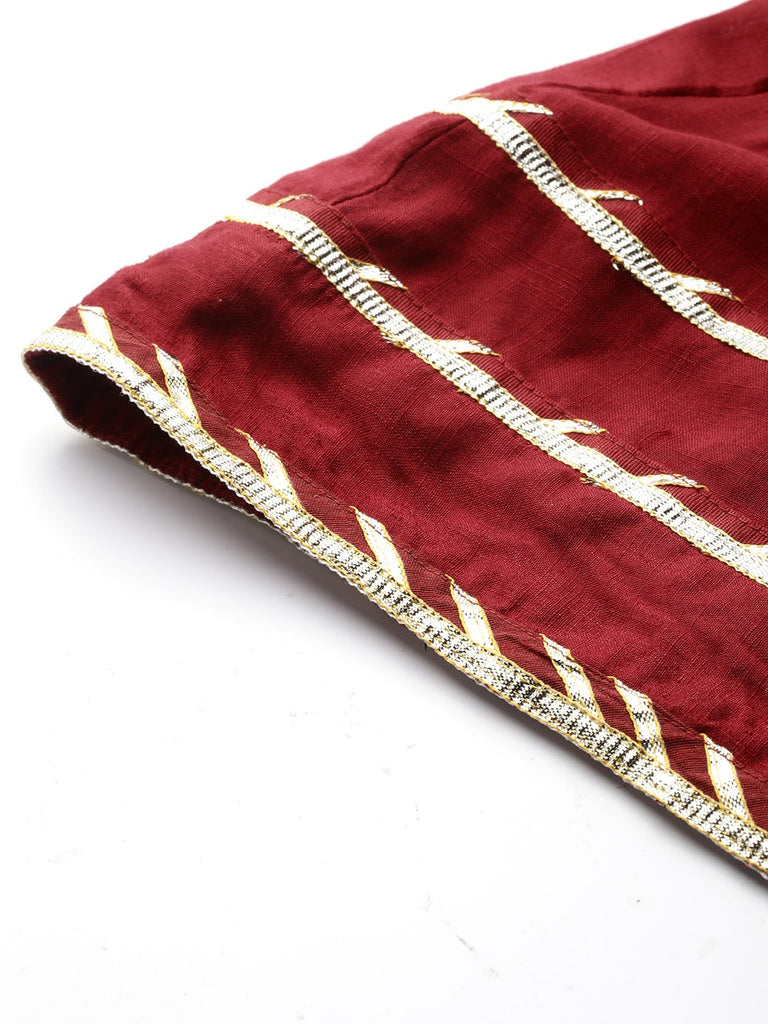Women's Maroon Gota Hand Work Lehenga Dupatta Se