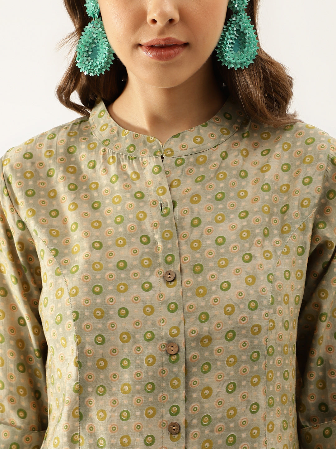 Women's Green Floral Printed Top - Noz2Toz