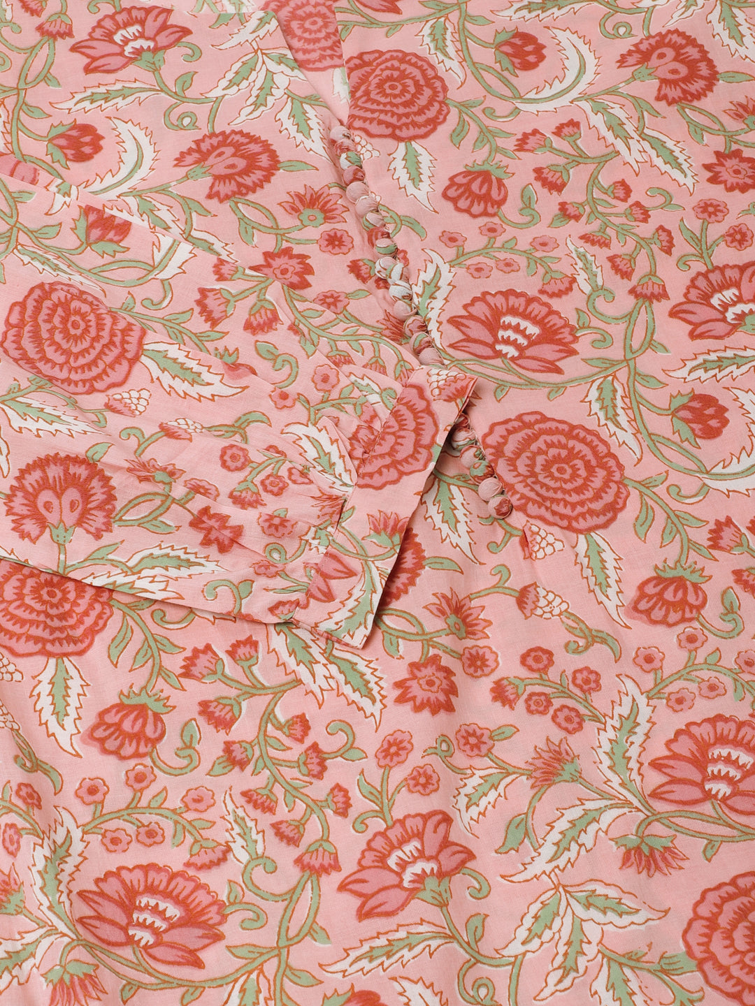 Women's Pink Floral Print Cotton Co-Ord Set - Noz2Toz