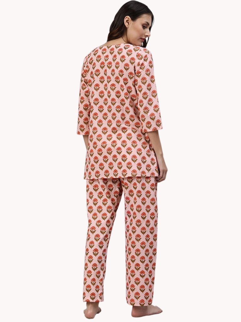 Women's Pink Cotton Loungewear /Nightwear Set