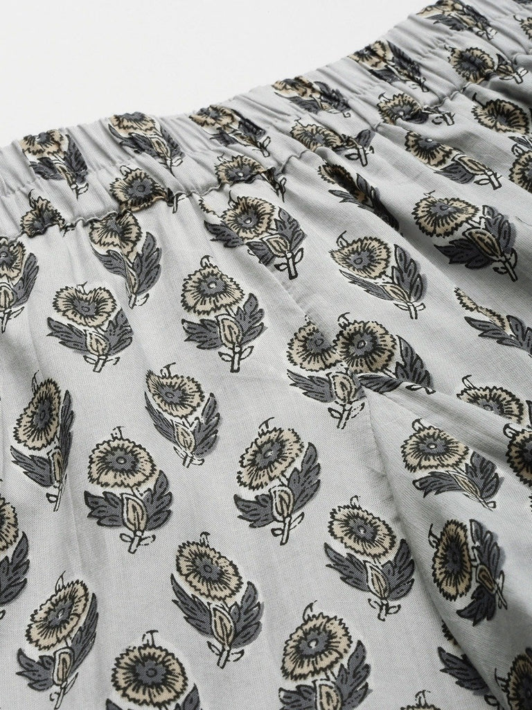 Women's Grey Color Cotton Loungewear/Nightwear