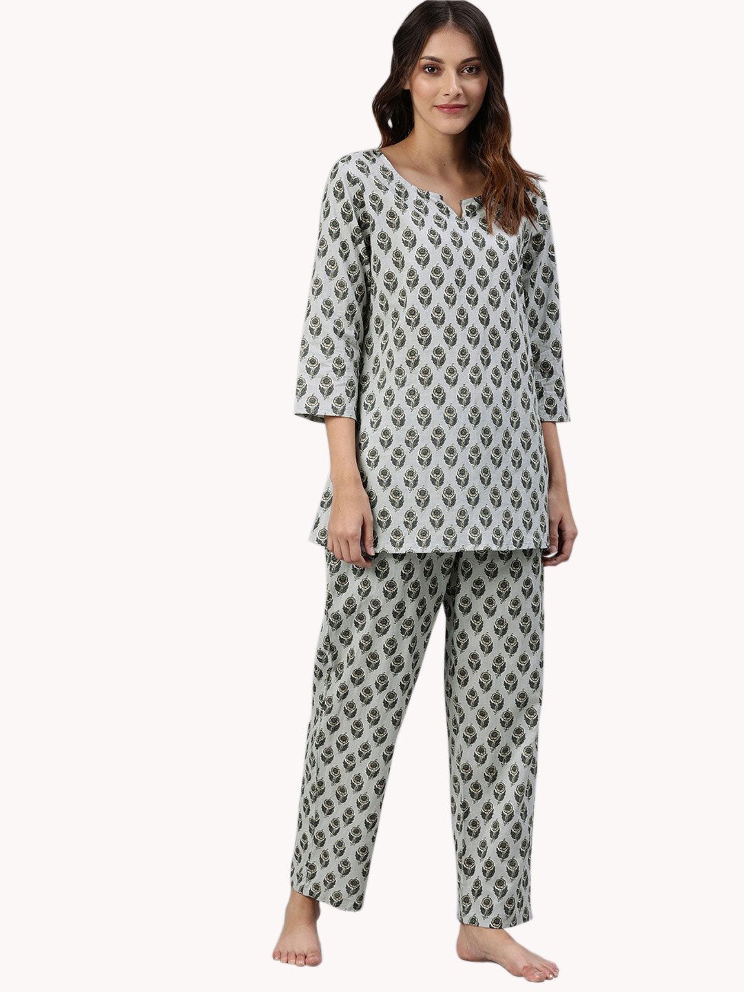 Women's Grey Color Cotton Loungewear/Nightwear - Noz2Toz