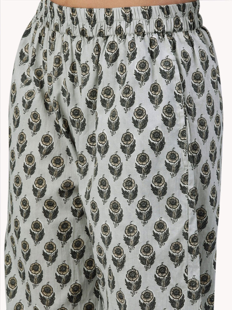 Women's Grey Color Cotton Loungewear/Nightwear