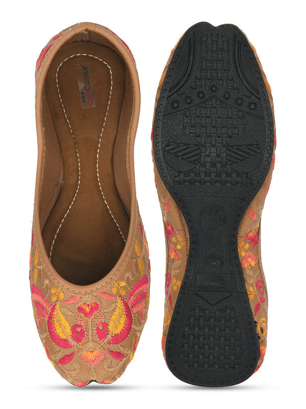 Women's Brownie Florals Indian Ethnic Comfort Footwear - Desi Colour