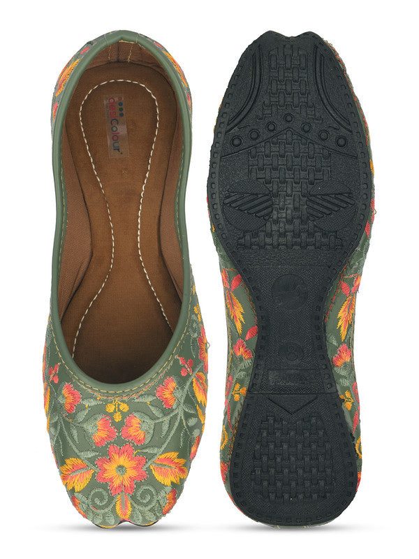 Women's Greenwood Florals Indian Ethnic Comfort Footwear - Desi Colour