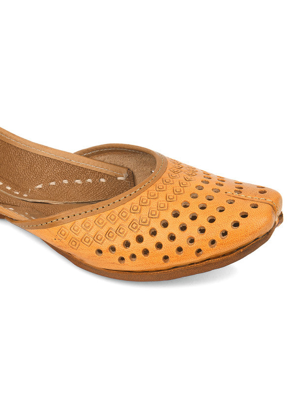 Women's Tan Casuals Indian Ethnic Leather Footwear - Desi Colour