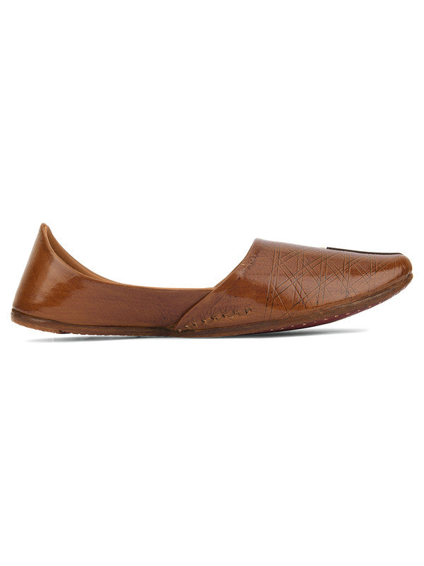 Men's Indian Ethnic Handrafted Brown Premium Leather Footwear - Desi Colour