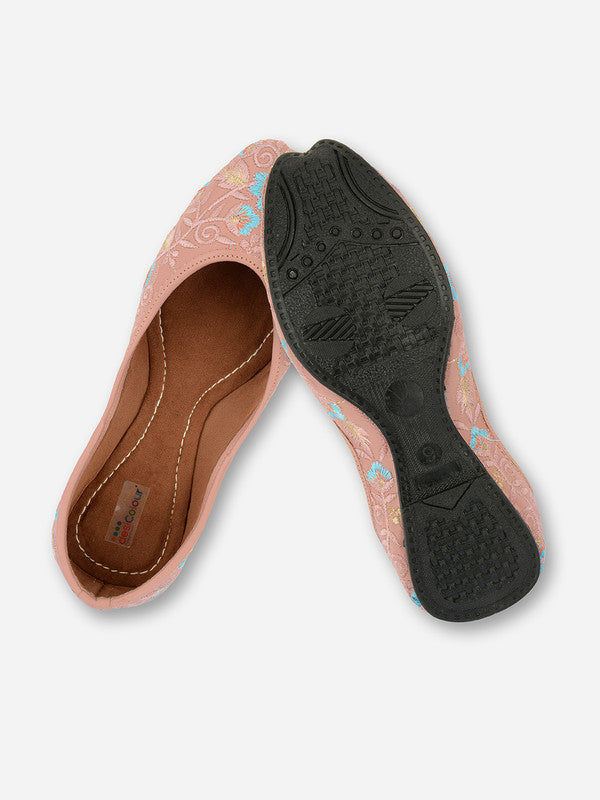 Women's Peachy Florals Indian Ethnic Comfort Footwear - Desi Colour