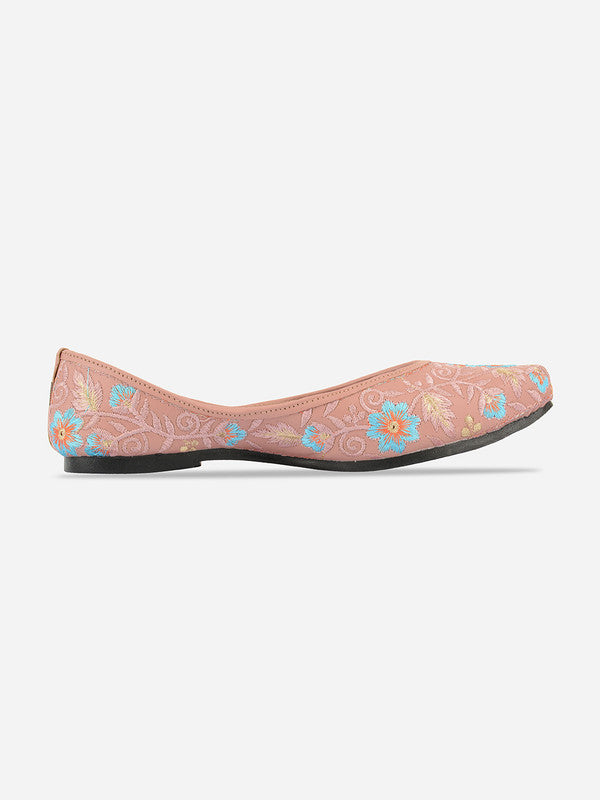 Women's Peachy Florals Indian Ethnic Comfort Footwear - Desi Colour
