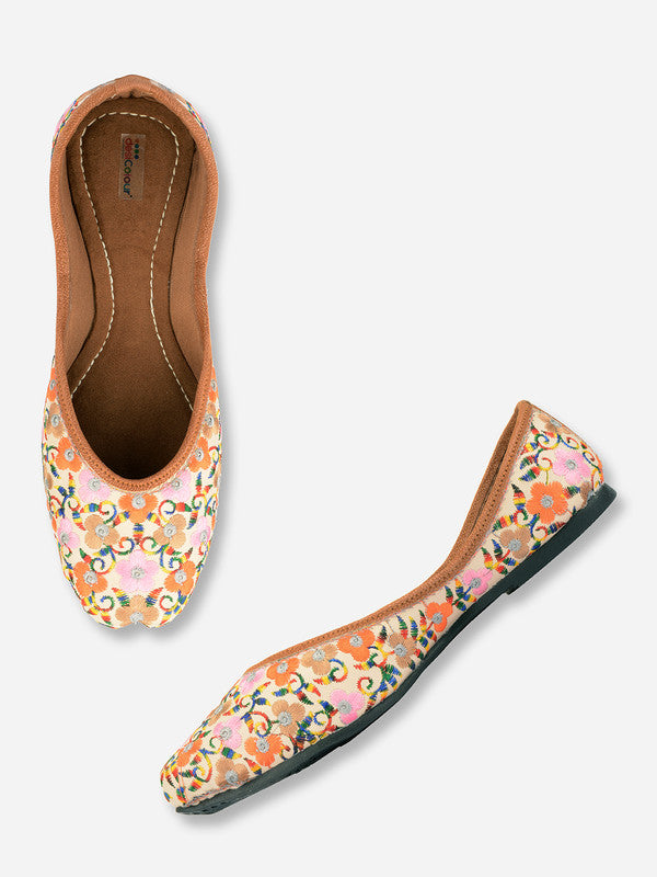Women's Multi Florals Indian Ethnic Comfort Footwear - Desi Colour