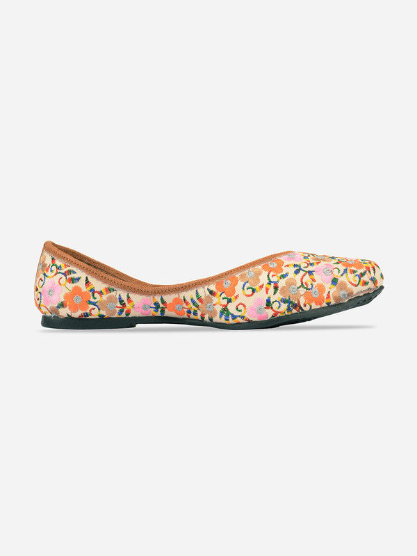 Women's Multi Florals Indian Ethnic Comfort Footwear - Desi Colour