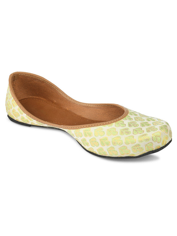 Women's Sea Green Embroidered Womens Indian Ethnic Comfort Footwear - Desi Colour