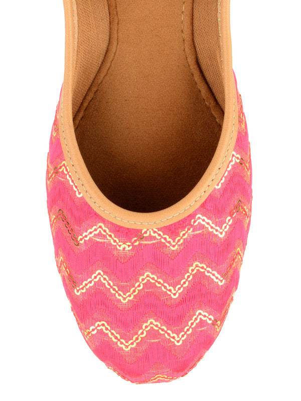 Women's Hot Pink Chevron Indian Ethnic Comfort Footwear - Desi Colour