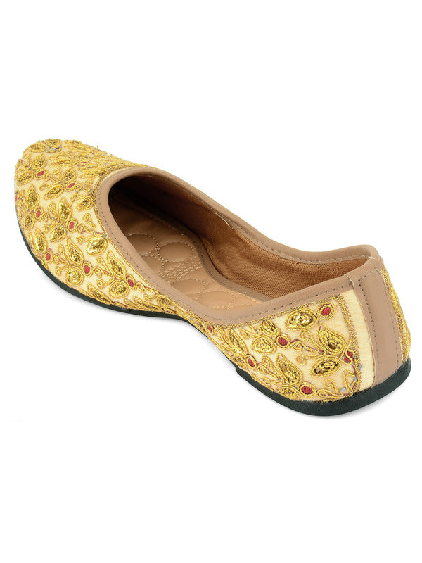 Women's Gold Butterfly Indian Ethnic Comfort Footwear - Desi Colour